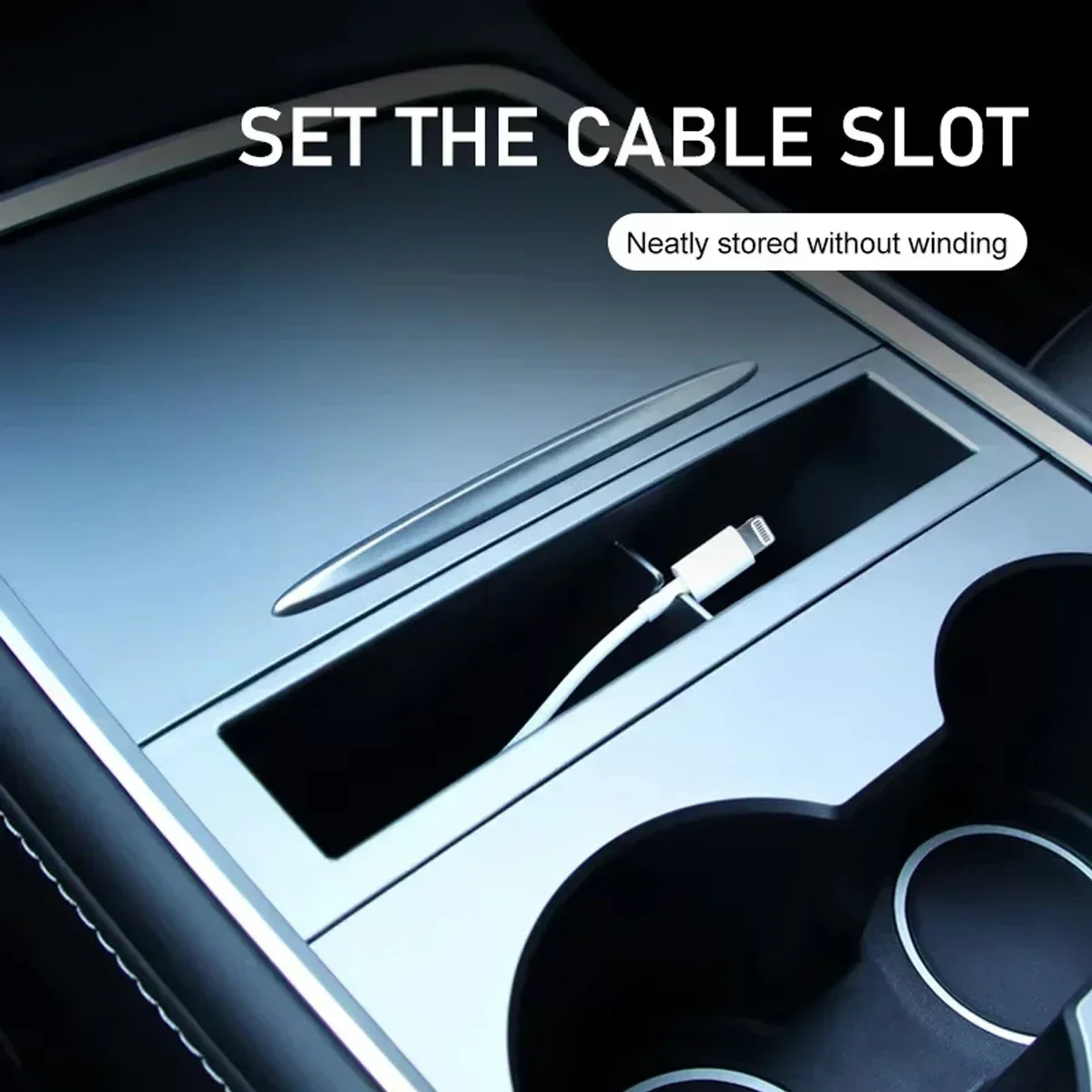 Mobile Phone Storage Box For Tesla Model 3 Y 2021-2023 Central Control Embedded Card Key Phone Charging Cable Organizer