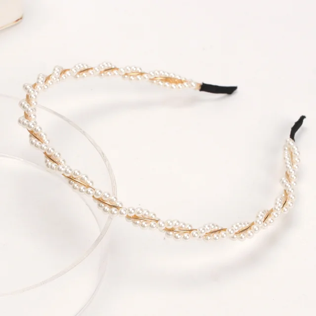 Fashion Pearl Non-Slip Rhinestone Hairbands Elastic Flower Women Hair Hoop Bands Headband Bezel Girls Hair Accessories Headdress c