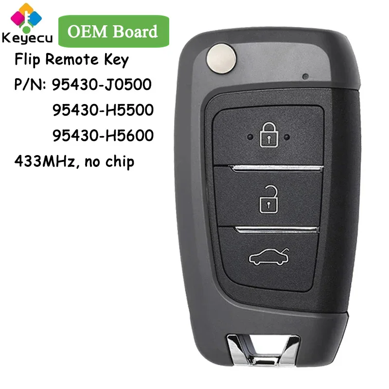 

KEYECU OEM Board Flip Remote Car Key With 3 Buttons 433MHz for Hyundai Accent 2018 2019 Fob 95430-J0500 95430-H5500 95430-H5600