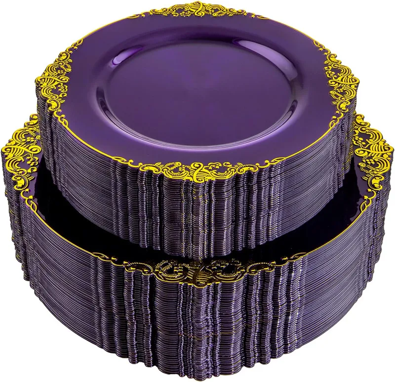 Purple Plastic Plates 50pc For Parties Weddings
