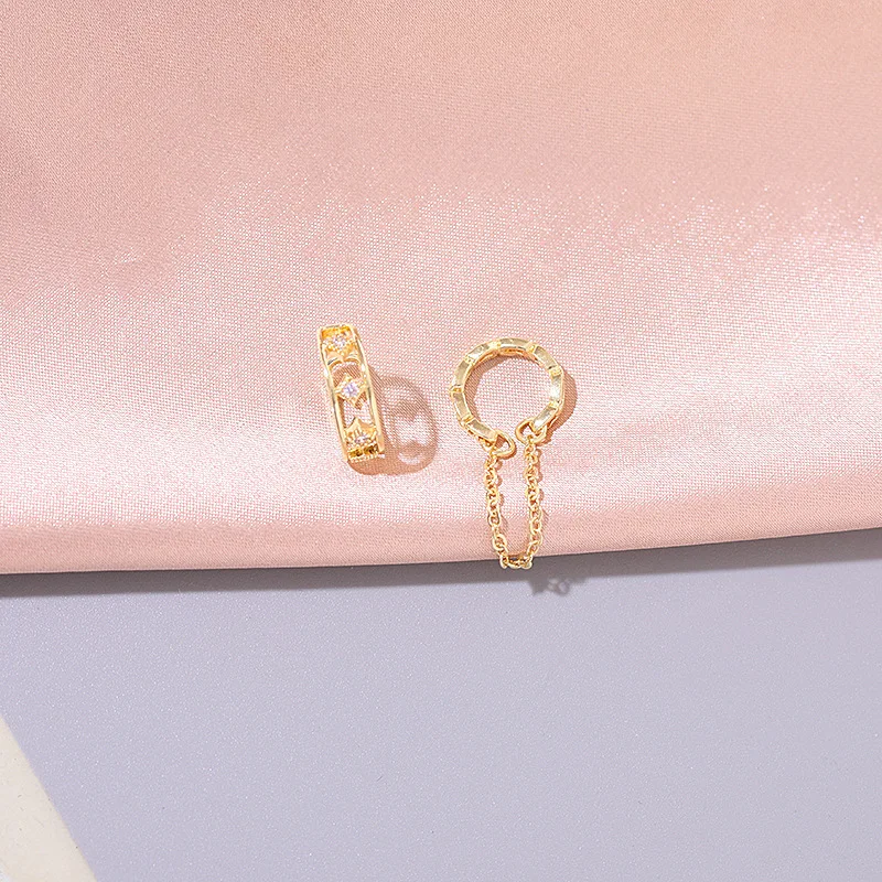 Ear clip earrings Clip earrings Ear clip Ear accessories Rock Vintage Zircon Star Chain Tassel Clip Earrings For Women Unisex Minimalist Fake Piercing Earbone Ear Cuff Jewelry Gifts