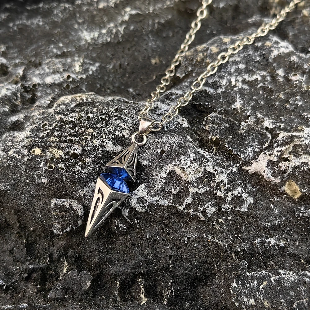 قلادات أنيقة من الحجر الأزرق للرجال بياقة قلادة هندسية من سبائك الهيب هوب، هدية لحفلة عيد ميلاد