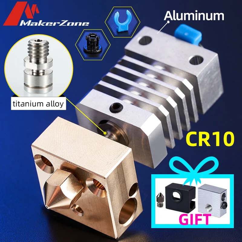 Cr10 Upgrade Heatsink All Metal Hotend Kit for CR 10 Ender3 Titanium Heat Breaker Micro Swiss Radiator Pipe 3D Printer cr10 heatsink all metal hotend upgrade kit titanium heat breaker throat for cr 10 ender 3 printers micro swiss cr10 hotend