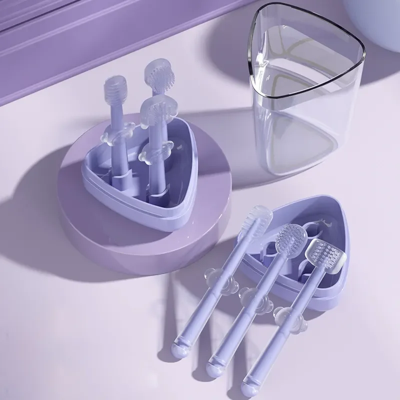 Baby Toothbrush 3 Pcs Silicone 3d Wrapped Teeth Tongue Massage