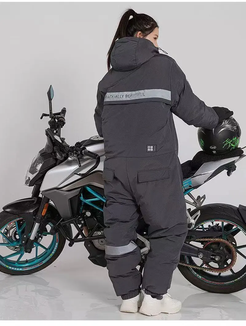 Motorrad-Fahrkleidung für Kaltes Wetter, Warme Winddichte Winterkleidung, Integrierter Schnellanzug für Ski und Angeln, Motorradausrüstung – Detail 12