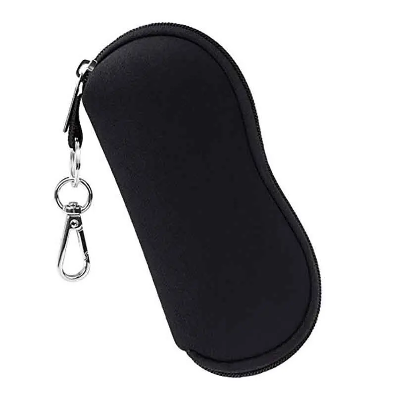 Portable Neoprene Zipper Eyeglass Case with Clip Attachment