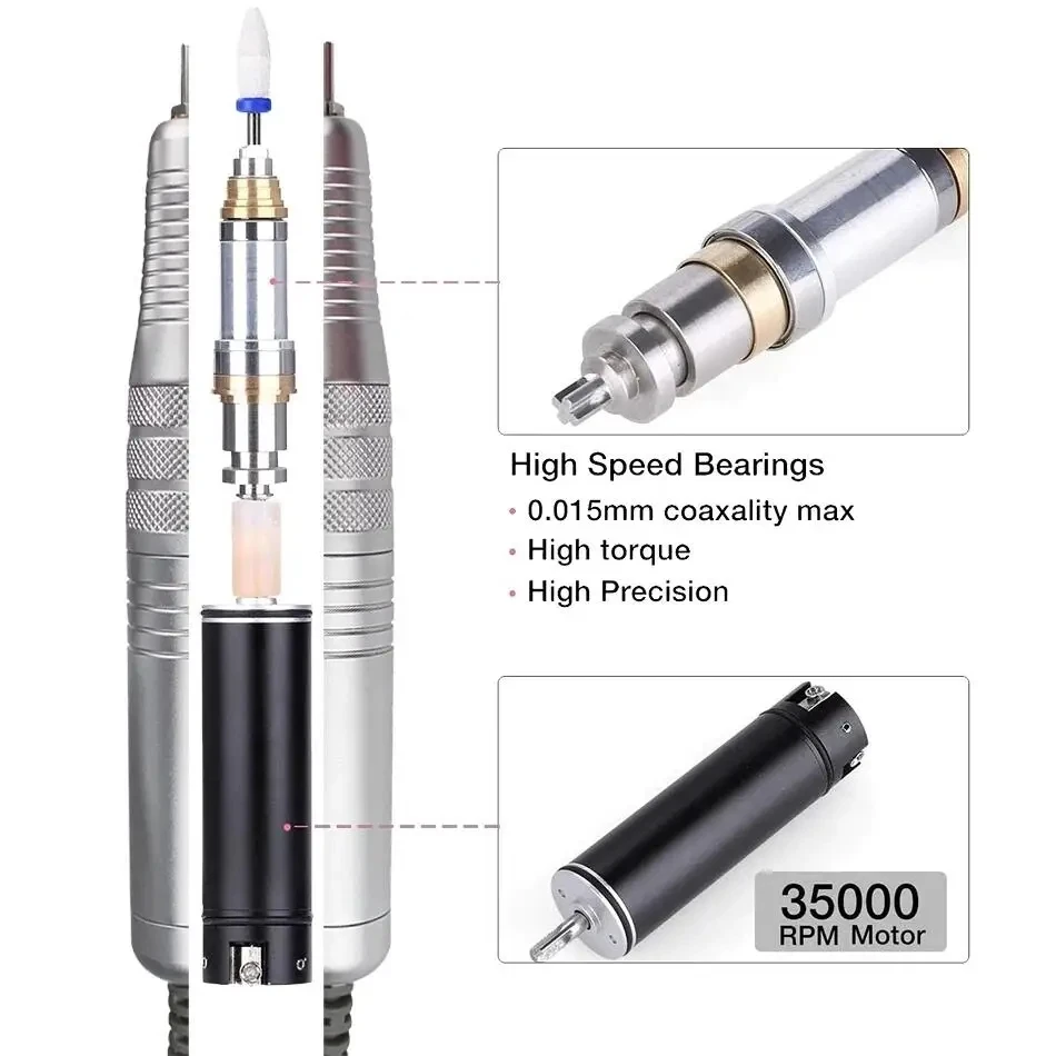 IBELIEVE Hangable Type Nail Drill 80w 35krpm Brushless LCD Display Electric Manicure POLISHER Cordless Ponceuse Ongle Electrique 6