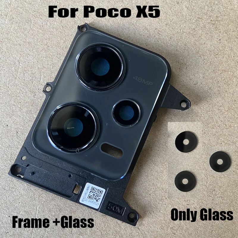 

Original New For Xiaomi Poco X5 5G Back Camera Glass Rear Camera Lens With Frame Glue Sticker Adhesive Replacement 22111317PG