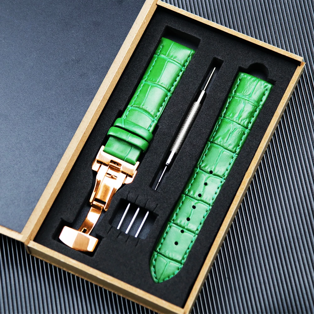 Quick Release Genuine Leather Watch Strap Band Watch Strap Butterfly