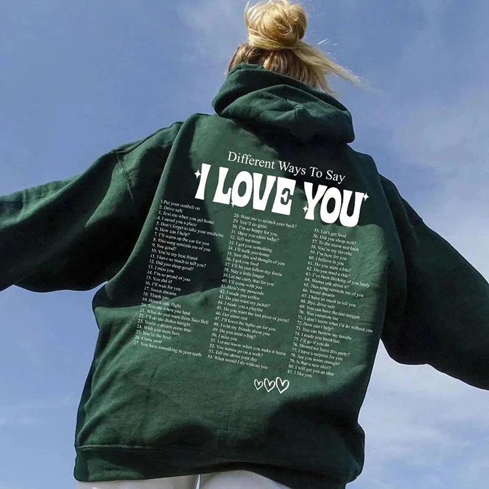 Sudadera con capucha de "I Love You" para parejas, suéter frase de amor, Vsco, estética diferentes formas - AliExpress