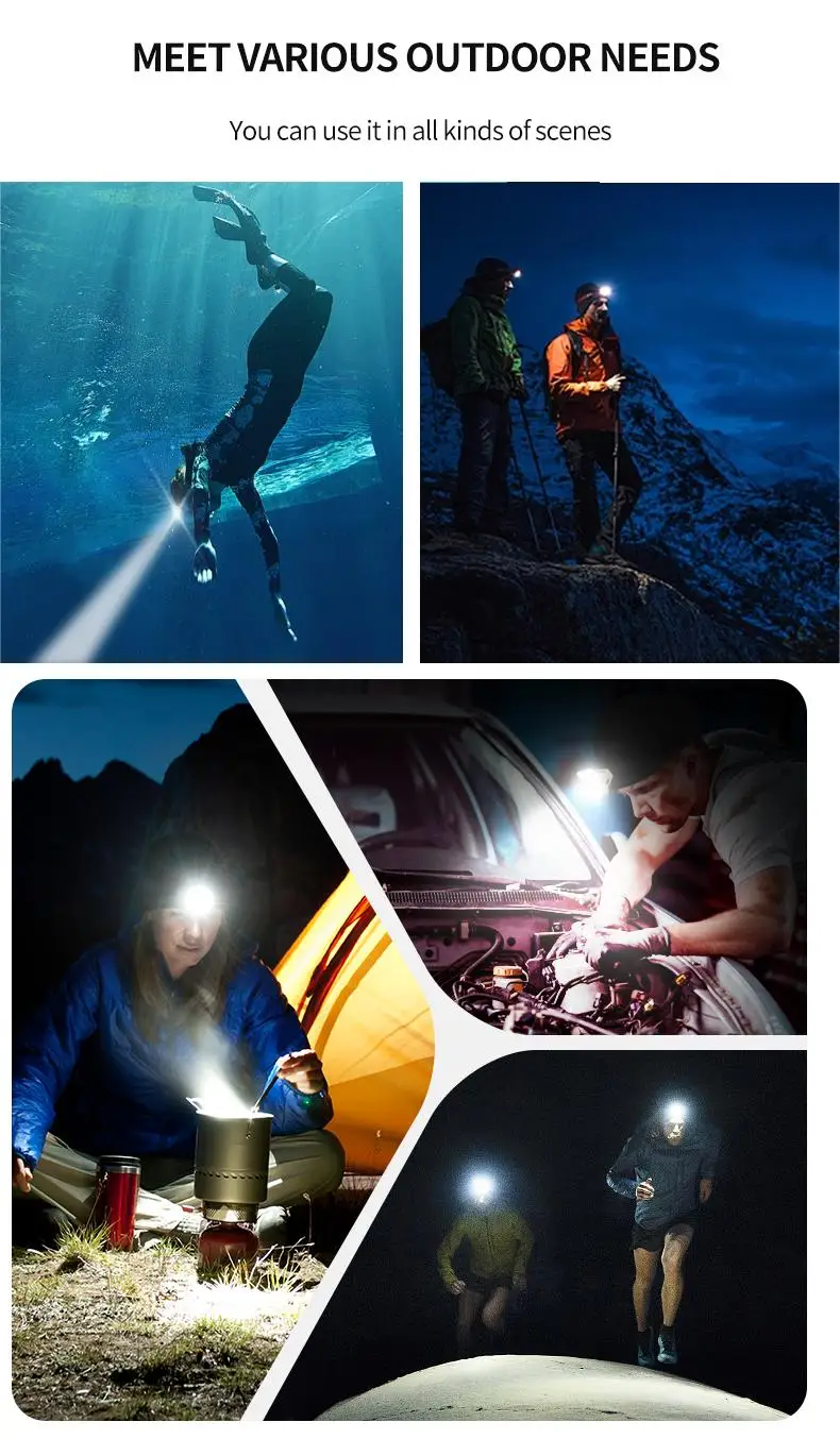 Description Picture 5 of itemProfessional LED Scuba Diving Headlamp Flashlight Dive Torch IPX8 Waterproof Underwater 100M Dive Headlight with18650 Battery