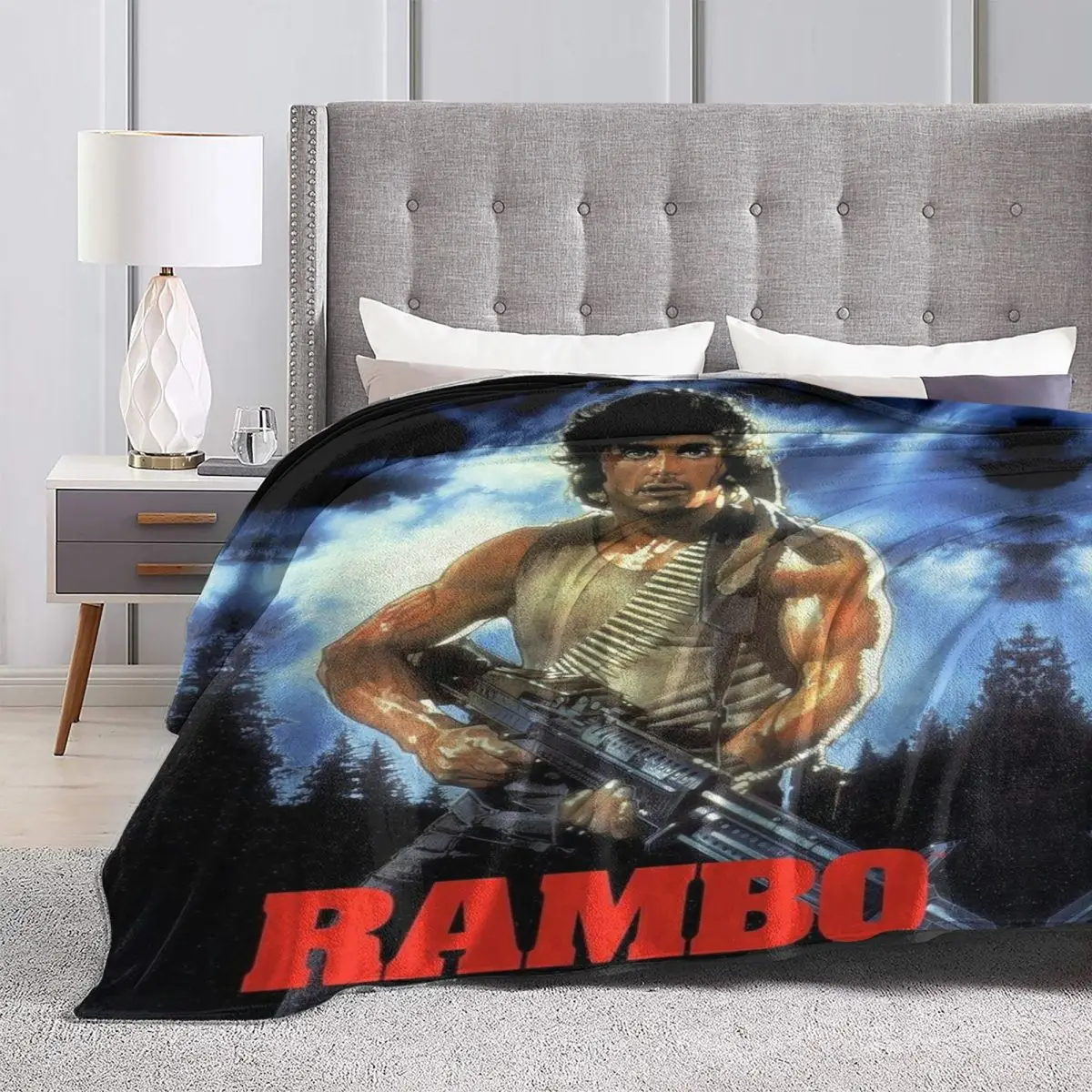 Rambo First Blood Flannel Blanket Quality Soft Warm Shooting Movie Bedding Throws Spring Couch Chair Sofa Bed Pattern Bedspread 4