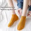 5 Pair Women's Spring/Summer Four Seasons Solid Color Simple Fashion Trend Sports Comfortable Back Heel Protection Socks 3