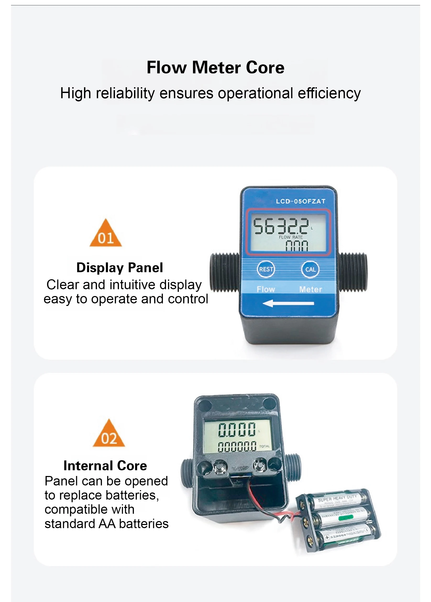 Digital Gear Flow Meter LCD Display G1/2 G3/4 Inline Industrial Gear Type Flow S