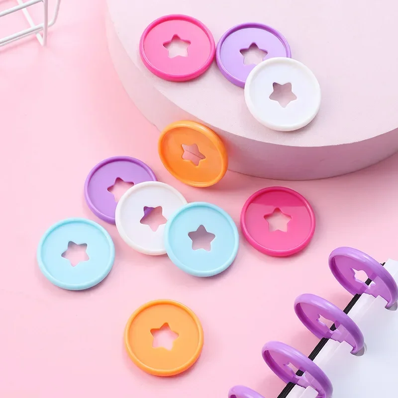 100PCS35MM plastic binding ring binding buckle five-pointed star pattern loose-leaf mushroom hole consumables