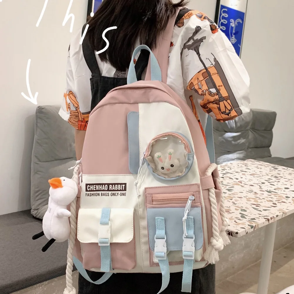 Female Nylon Cute Harajuku Bag Book Kawaii Teenage Girl Backpack Student College Women School Bag Fashion Ladies Backpack Trendy