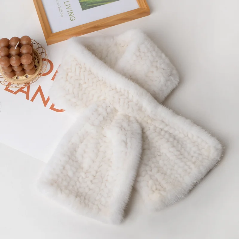 New Women Winter Real Mink Fur Scarf Lady Warm Soft Genuine Mink Fur Scarf Shawl Fashion Luxury Natural Scarfs