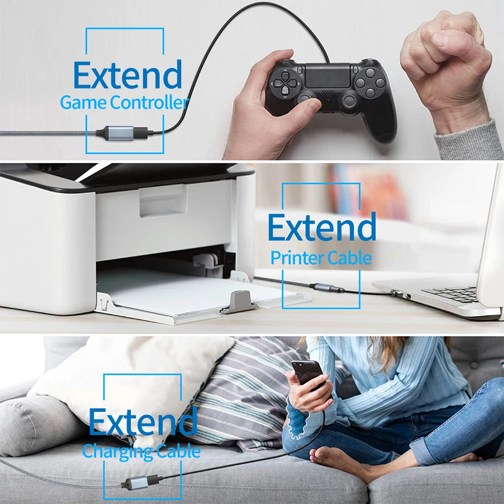 High-Speed USB 3.0 Extension Cable - Male to Female, Various Lengths Available