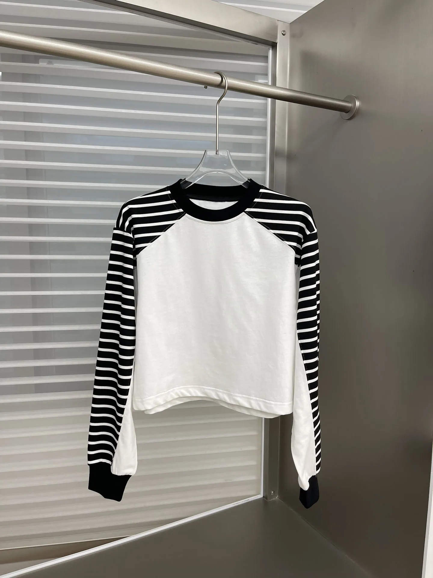 

Stitching striped sleeves short long sleeves raglan sleeve design versatile fashion 2023 summer new hot 0311