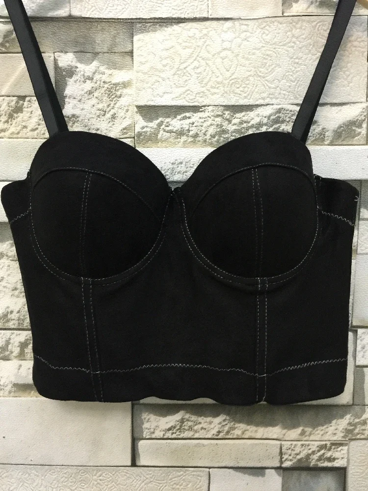 Fashion Faux Suede Boho Hippie Corset Bralet Women's Bustier Bra Night Club Party Cropped Top women lingerie bra women tank tops women tube tops
