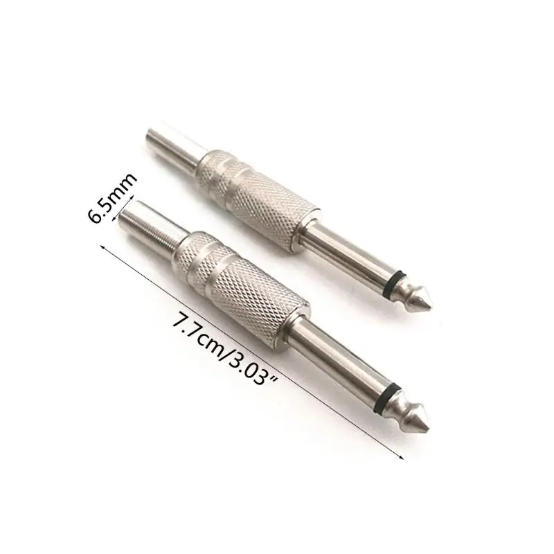 10개 1/4 모노 o 잭 6.35mm 금속 남성 모노럴 o 케이블 커넥터 플러그