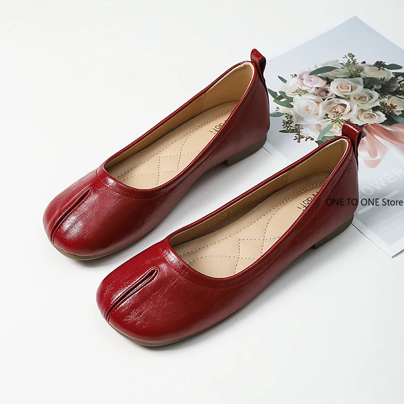 41-43Tabi Ninja Shoes Woman Microfiber Leather Comfy Flats Split Toe Slippers Soft Bottom Loafers Brief Ladies Trotter Moccasins 4