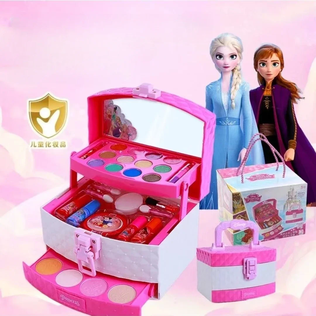 New Disney girls frozen 2 elsa anna princess Makeup suitcase Toys set Cosmetic case snow White Makeup Box Set  kids Toy Gift 5