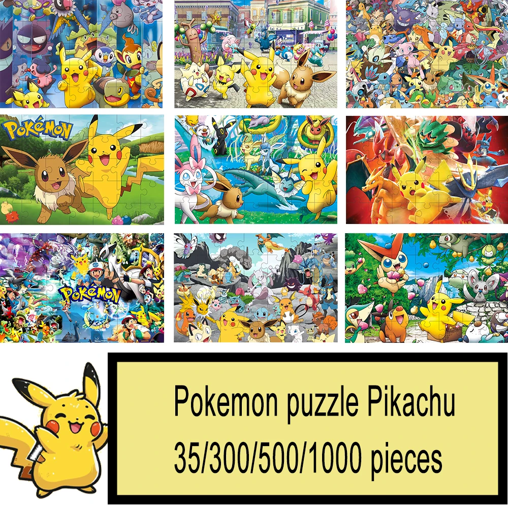 Pokemon jigsaw puzzle Pikachu 108/200/300/500/1000 pieces wooden Puzzles for Adults children Educational Toys Gifts
