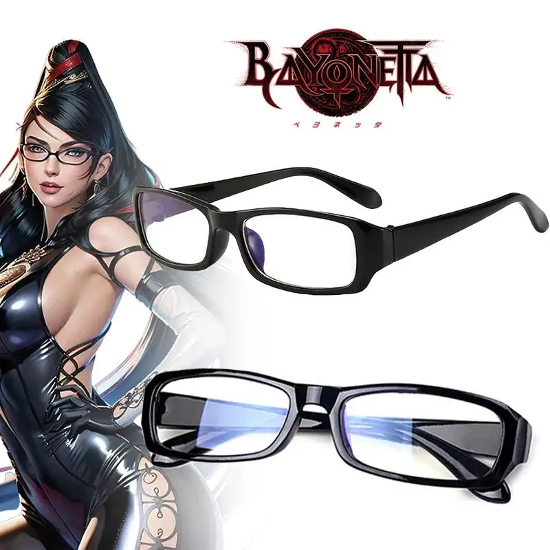 Game Bayonetta Cosplay Glasses Black Eyeglass Frame Retro