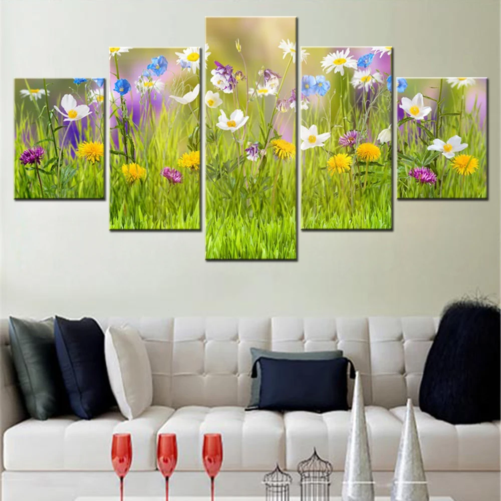 

5 Pieces Canvas Wall Arts Poster Painting Spring Amazing Wallpaper Home Decor Modular Picture Print Living Room Framework