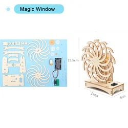 Educational DIY Science Toy Kit: Dinosaur Car Model & Wood Puzzle Game (Magic Window)
