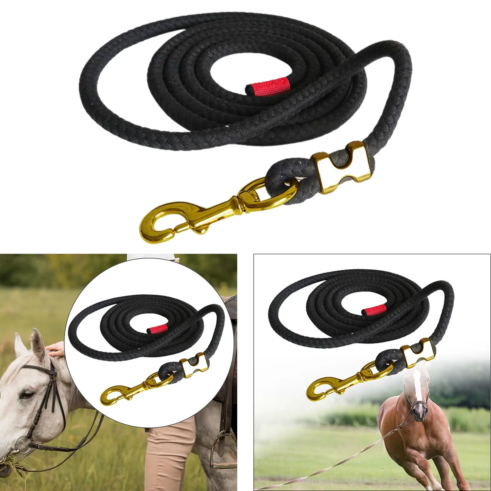 Horse Lead Rope Horse Leads Cotton for Dog, Sheep, Pet Halter Rope with Bolt Snap Clip Dog Horse Training Leash Horse Lunge Line