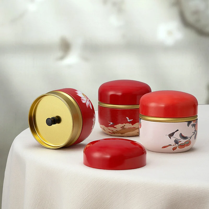 Tinplate Empty Tins Jars tea tin box tea canister Chinese Sweet Storage Containers Refillable Boxes Cans with Lid for Loose Tea Candles Crafts Storage