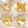Gold Color Tree of Life Rings for Women Stainless Steel Irregular Geometric Open Ring Aesthetic Wedding Waterproof Jewelry Gift