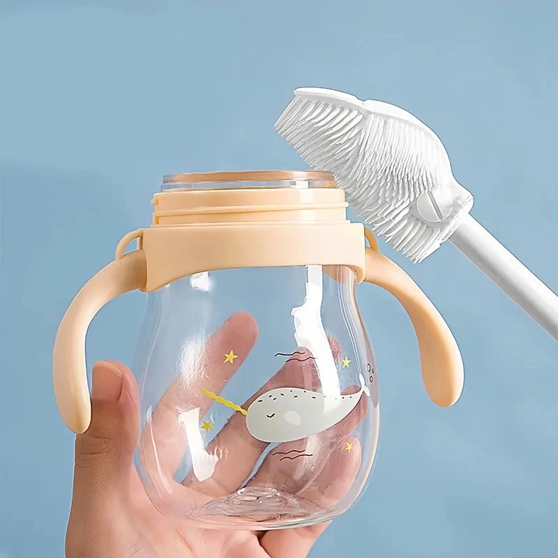 Silicone Cup Brush Folding Brush Head Long Handle Glass Cleaner Drink Bottle Cleaning