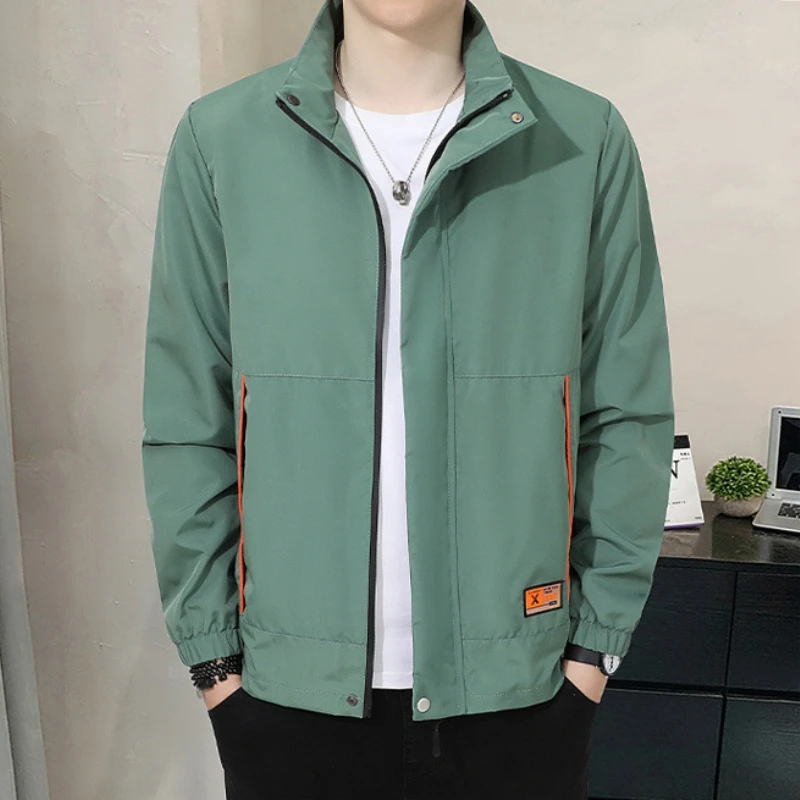 Spring Autumn Men's Thin Standing Collar Business Casual Jacket Fashion Handsome Versatile Workwear Jacket Top