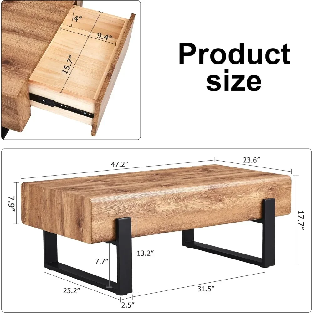 Coffee Table, Metal Legs for Living Room Dining Room, Coffee Table 2