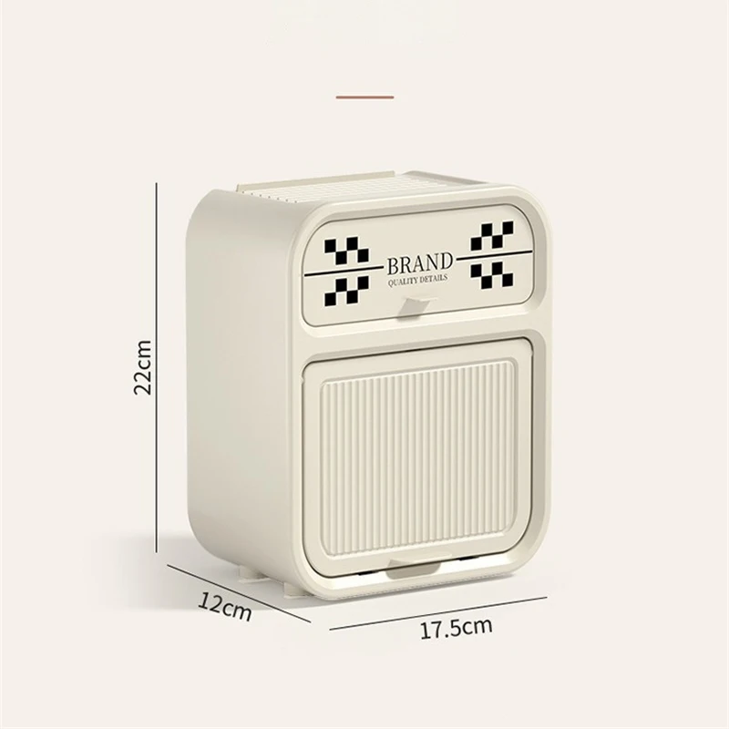 Wall Mounted Tissue Box Durable Material Double Layer Storage Drawer Storage Save Space Nail-free Installation Removable Durable 6