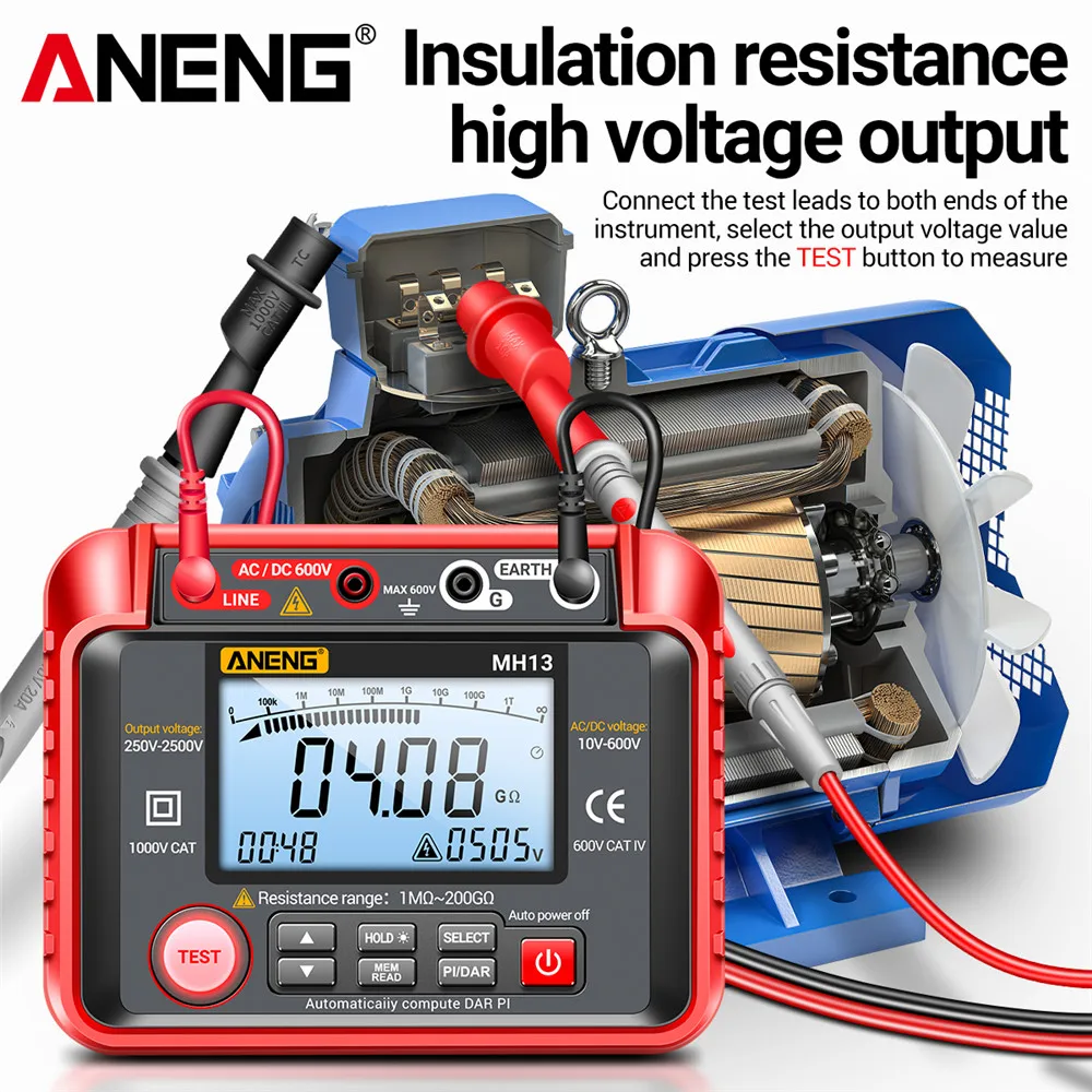 Voltage Tester ANENG MH13 Insulation Resistance Digital Megohmmeter AC/DC Earth High Voltage