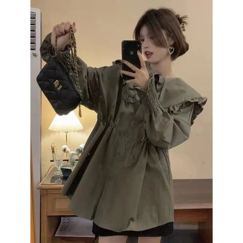 Creative Pregnant Women's Long Sleeve Shirt New Pregnant Women's Simple Drawstring Solid Color Top Maternity Top LF100