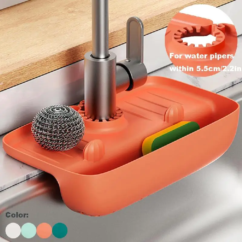 

Silicone Kitchen Faucet Mat Sink Splash Pad Drain Pad Bathroom Shampoo Soap Dispenser Quick Dry Tray Bathroom Kitchen Accessorie