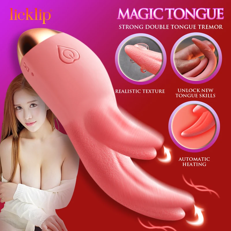 Licklip 7 Vibration Realistic Tongue Vibrators Licking Massager Clitoris Stimulation Nipple Licker Sex Toys for Women Adult Toys