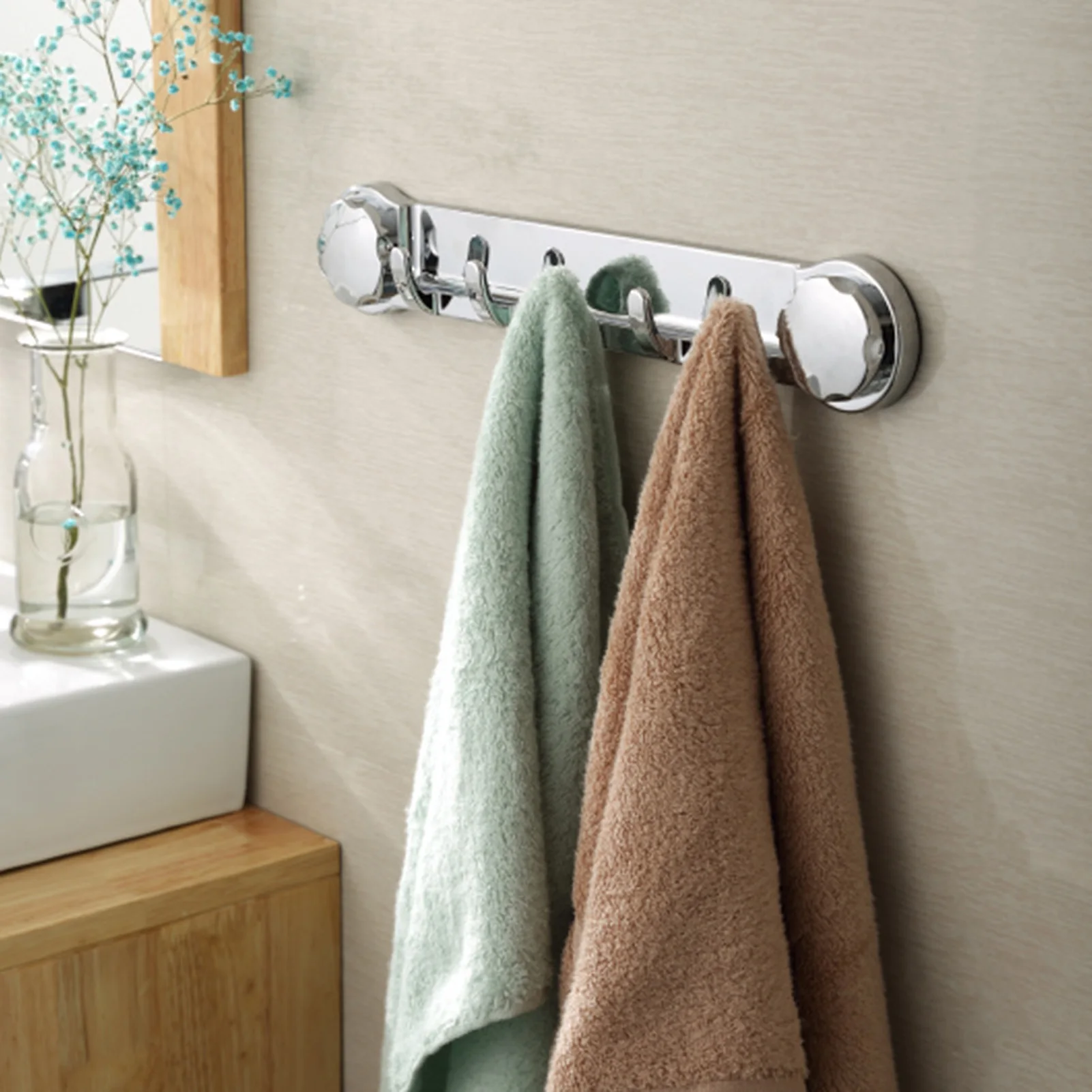 Description Picture 4 of itemWall Mounted Towel Hanging Hooks Durable ABS Space Saving Towels Hooks for Bathroom Kitchen Towel Robe
