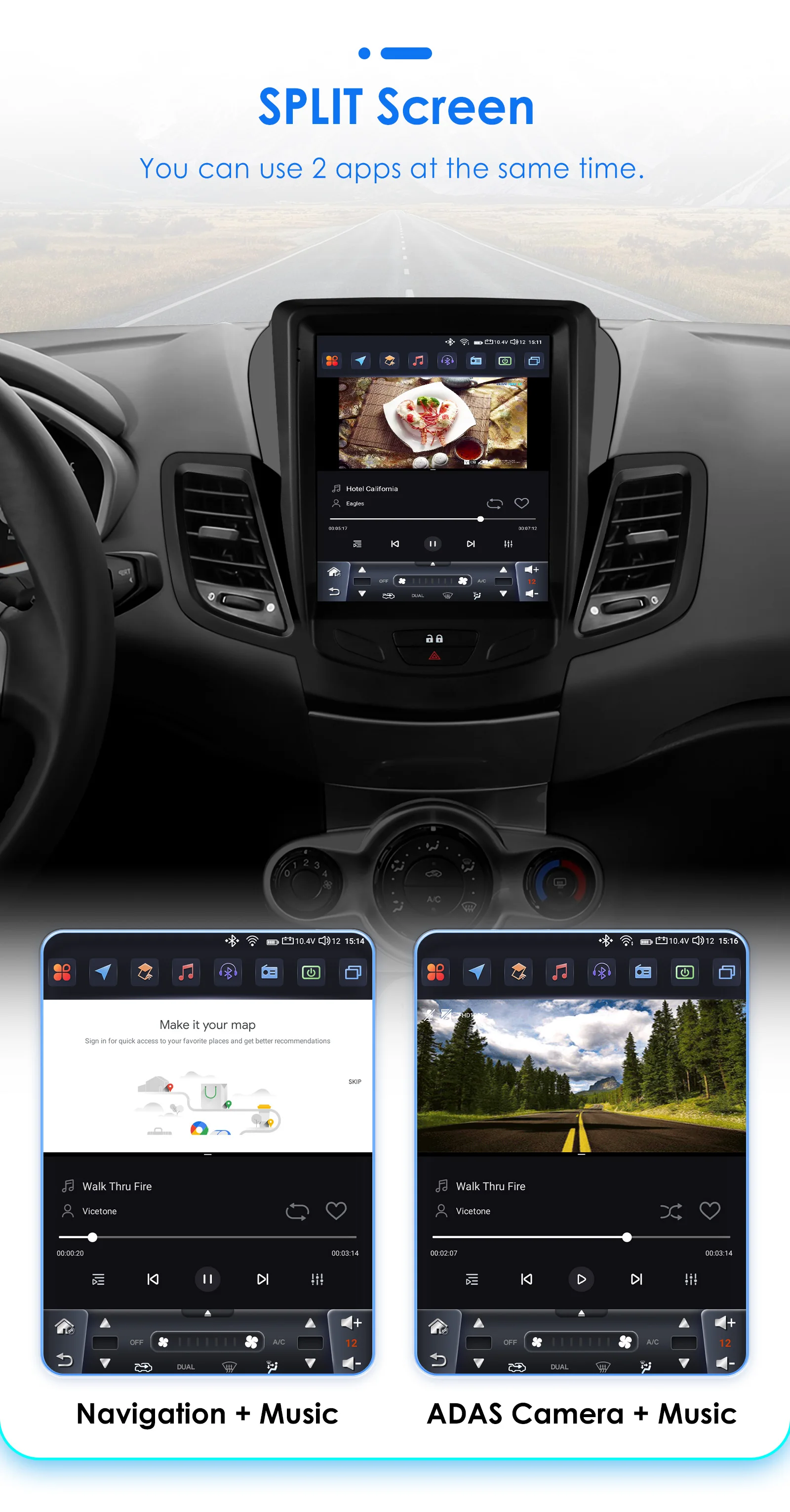Hizpo 9,7 "Carplay Android Auto Radio Für Ford Fiesta 2009-2017 SYNC für Tesla Stil Multimedia Vertikale Bildschirm GPS 4G BT 7862 – Detail 31