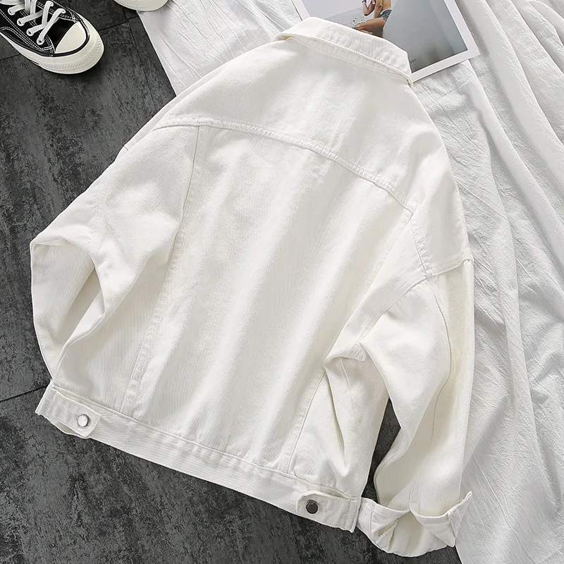 Autumn White Denim Jacket Women Simplicity Casual Small Short Simple Chaqueta Mujer Veste Femme Streetwear Basic Jackets