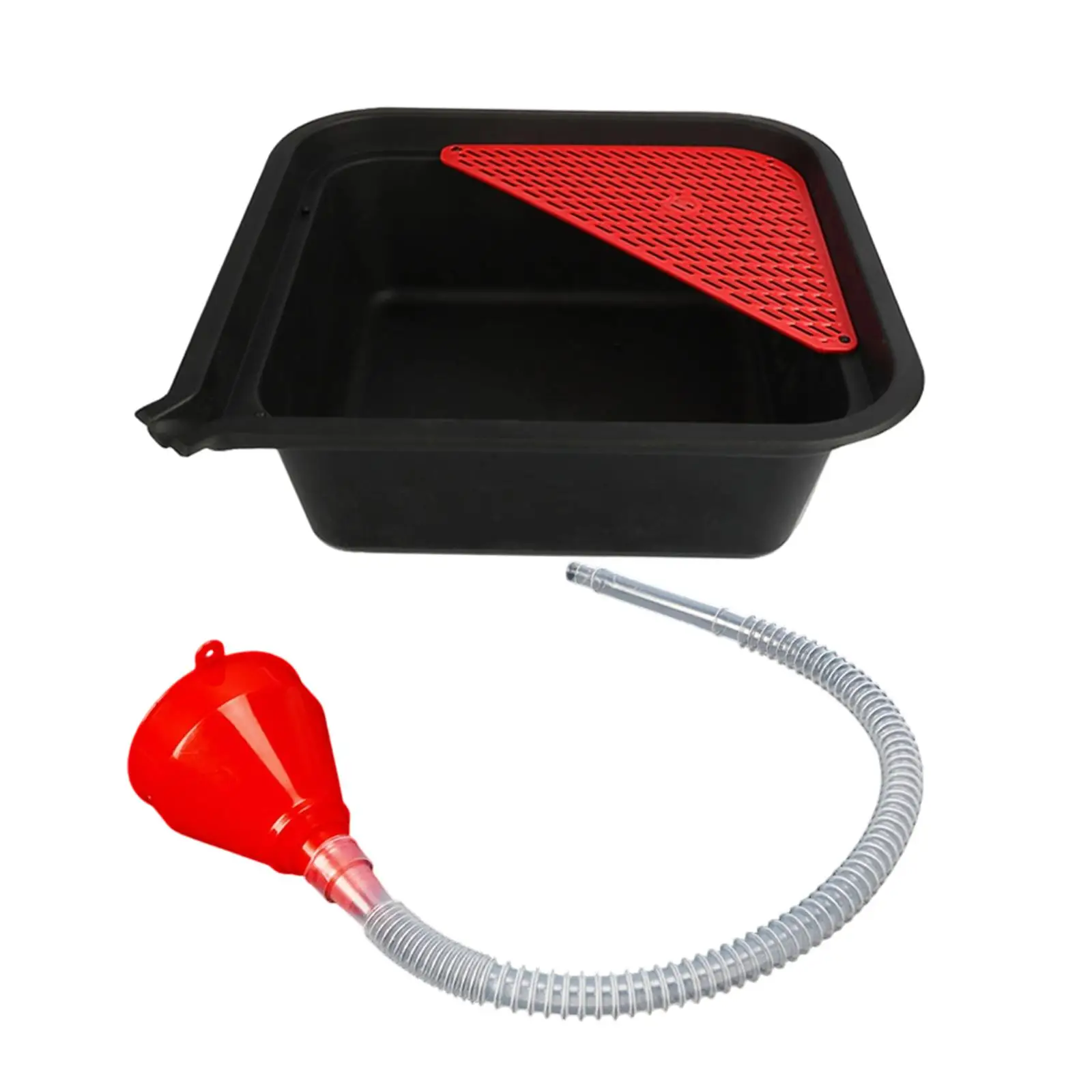 Oil Drain Pan 9L Automotive Waste Fluid Collection Tray with Funnel for Garage Workshop Maintenance