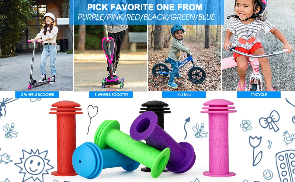 Description Picture 4 of item2 Pcs Rubber Bike Bicycle Handle Bar Grips Anti-slip Waterproof Tricycle Scooter Handlebar For Kids Child Cycling Handle Bars