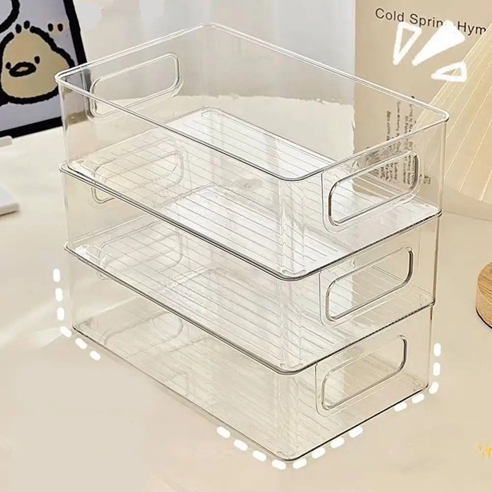 Transparent Plastic Storage Bin for Kitchen Fridge Organization