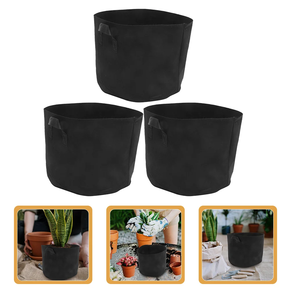 

3 Pcs Vegetables Tree Planting Bag Growing Pouch Non-woven Round Storage Flower Planter Succulent Plants Nursery Bags