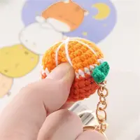 Lemon Donut Fruit Keychain Crocheted Watermelon Knitting Car Keychain Hand-woven Wool Knitted Keyring Car Key Holder